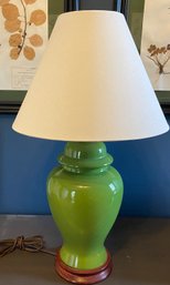 Urn Style Table Lamp On Wood Base