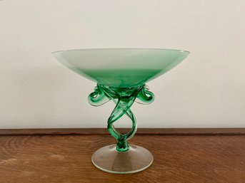 Josefina Krosno Green Art Glass Footed Bowl