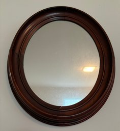 Antique Oval Wood Mirror With Detail