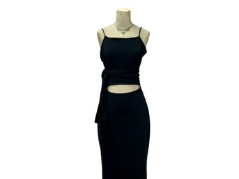 Nicole Miller Long Black Dress With Spaghetti Straps - Size Medium