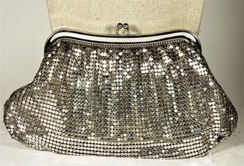 Vintage Whiting And Davis Silver Tone Mesh Clutch Evening Bag Purse