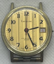 Vintage Circa 1960s LUCERNE CALENDAR Men's Mechanical Watch- Tiger's Eye Dial