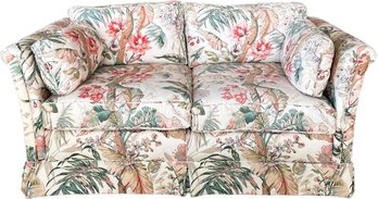 A Vintage Tropical Print Love Seat By Ray O'Donnell Interiors  - And Oh! What Legs Are Underneath That Skirt!