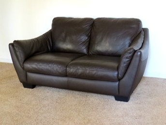 Natuzzi Editions Brown Italian Leather Loveseat In Excellent Condition