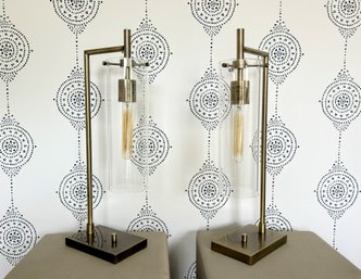 Pair Of Brass Tone Table Lamps
