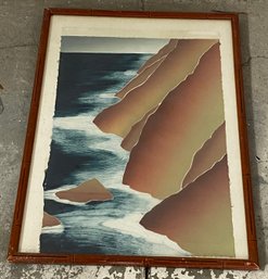 Pencil Signed Framed Lithograph 'Sea Cliffs' Sonoma