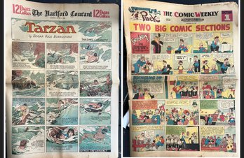 Rare 1936 And 1949 Comic Sections Tarzan, Orphan Annie, Snookums And More