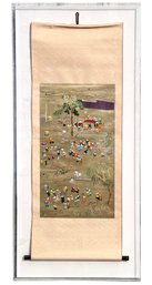 A Very Large Antique Chinese Needlework On Silk Scroll