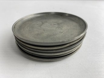 Set Of Six Dutch Pewter Coasters (6)