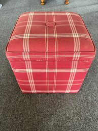 Ethan Allen Red Plaid Storage Cube