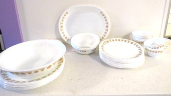 Vintage Corelle White And Gold Assorted Dinnerware