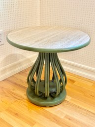 Vintage Ficks Reed Round Side Table With Formica Top