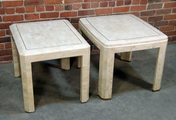 Pair Of Vintage Tessellated Stone Side Tables After Maitland Smith
