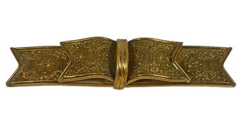 Large Victorian Gold Filled Bow Formed Brooch