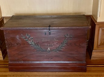 Antique Oversized Hand Painted Mahogany Chest - 1832