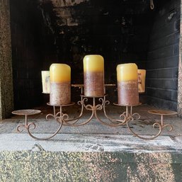 2 Metal Pillar Candle Holders - Perfect For Fireplace