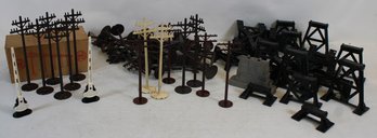 Mixed Large Lot Of Marx Telephone Poles & Graduating Trestle Bridges For O Gauge Train Layouts