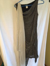 Saavy Gray Dress And Scarf, Women's Size L