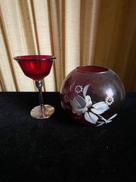 Art Deco Cranberry Glass Lot