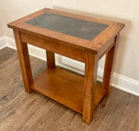 Petite Slate Top Wooden Accent Table