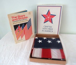 American Flag In Original Box With Golden Patriotic Book