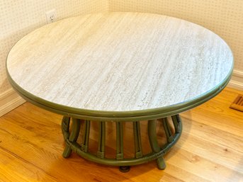 Vintage Ficks Reed Round Coffee Table With Formica Top