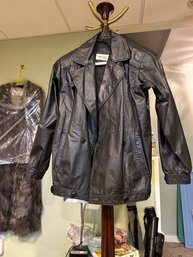 West Bay Sports Black Leather Jacket - Saks Fifth Ave.  Size 4