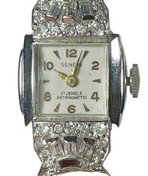 Vintage Ladies Wristwatch Watch Having Paste Rhinestones Geneva 17 Jewels