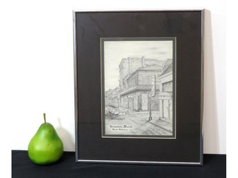 Archie Boyd Bourbon Street, New Orleans Pencil Sketch Print - Nicely Framed