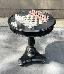 Lacquered Chess Table With Quartz Pieces