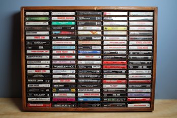 Wood Case Holding 100 Cassette Tapes - Lot Two