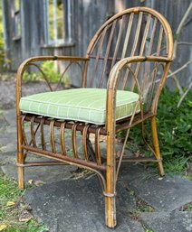 Vintage Albini Style Rattan Arm Chair With Cushion