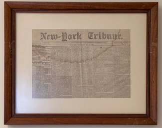 New York Tribune May 19, 1841 Front Page, Framed