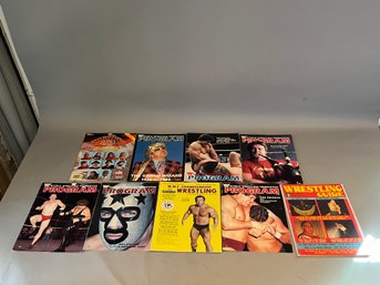 Lot Of 9 Vintage Wrestling Programs And Guides