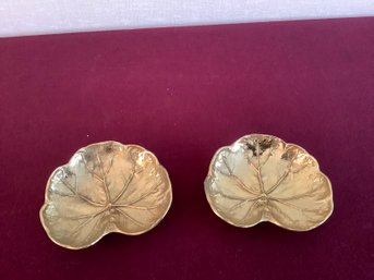 Virginia Metalcrafters Brass Geranium Leaf Dishes