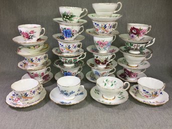 Collection Of 22 Vintage Tea Cups & Saucers - Most Are Made In England - Fantastic Grouping - VERY NICE !