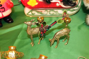 Solid Brass Reindeer Candle Holders Pair/2pcs