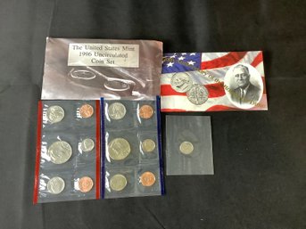 1996 US Mint Set (11) Coins With Dime In Separate Cello