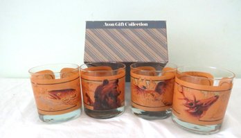 4 Avon Wildlife Cocktail Glasses In Box