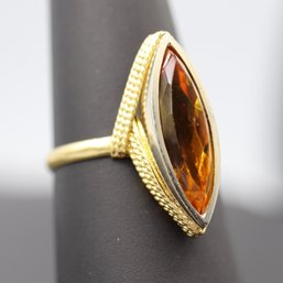 Amazing 18k Yellow & White Gold Large Citrine Ring