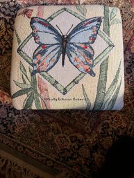 Embroidered Butterfly Foot Stool