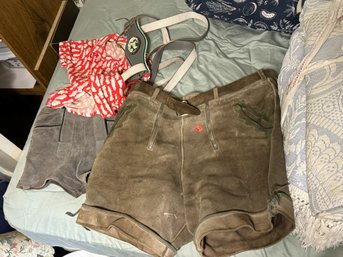 TWO PAIRS OF LEDERHOSEN