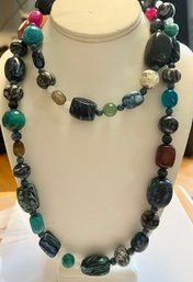 GORGEOUS JAY KING DTR CHUNKY MULTI GEMSTONE NECKLACE STERLING SILVER CLASP