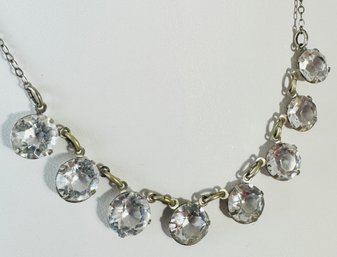 VINTAGE SILVER TONE OPEN BACK CRYSTAL NECKLACE