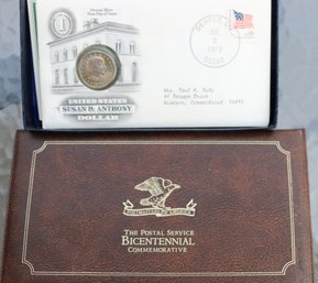 $1 Coin First Day Issue Stamps  And Bicentennial Medal