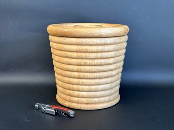 Vintage 1980s Ice Bucket In Blonde Wood