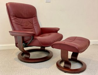 Norwegian EKORNES STRESSLESS Reclining Chair With Ottoman