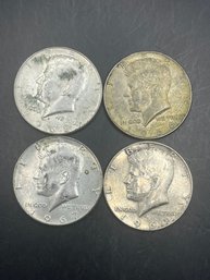 4 Kennedy Half Dollars 40 Silver 1966, 1967, 1968-D, 1969-D