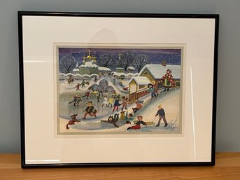 Winter Snow Scene Print - Signed A. Kazhdan 1998 (Russia 1962-)