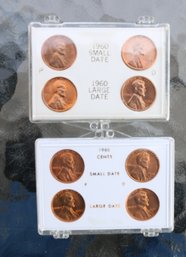 1960 Large And Small Date Penny In Holder